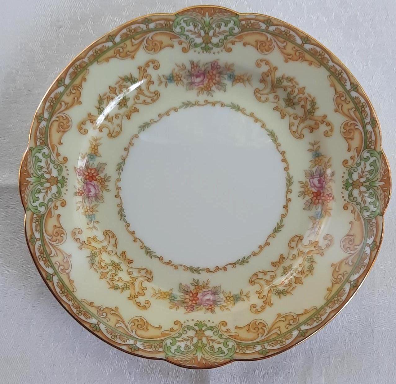 1930s Noritake China - Shelby Pattern #3623 - Green & Gold Floral