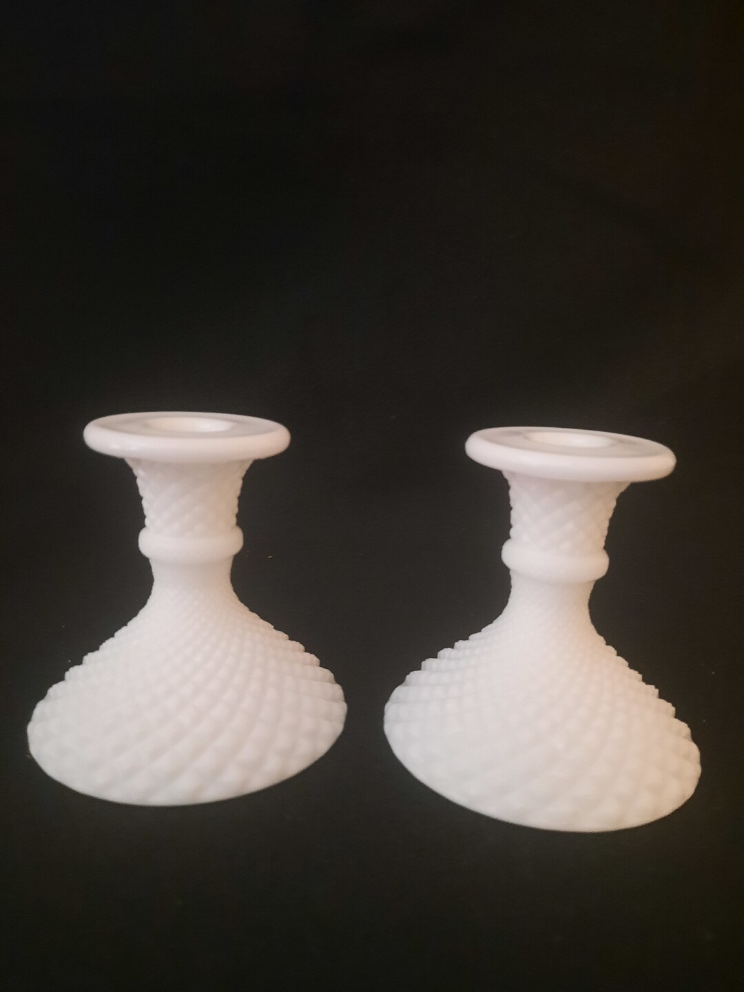 Vintage Milk Glass Candlestick Holders Etsy