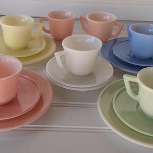 Vintage 17 Piece Hazel Atlas Pastel Little Hostess Tea Set,Vintage Childrens Tea Set