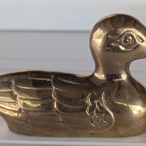 Vintage Brass Duck Figurine,Brass Paperweight,Brass Figurine,MCM Decor