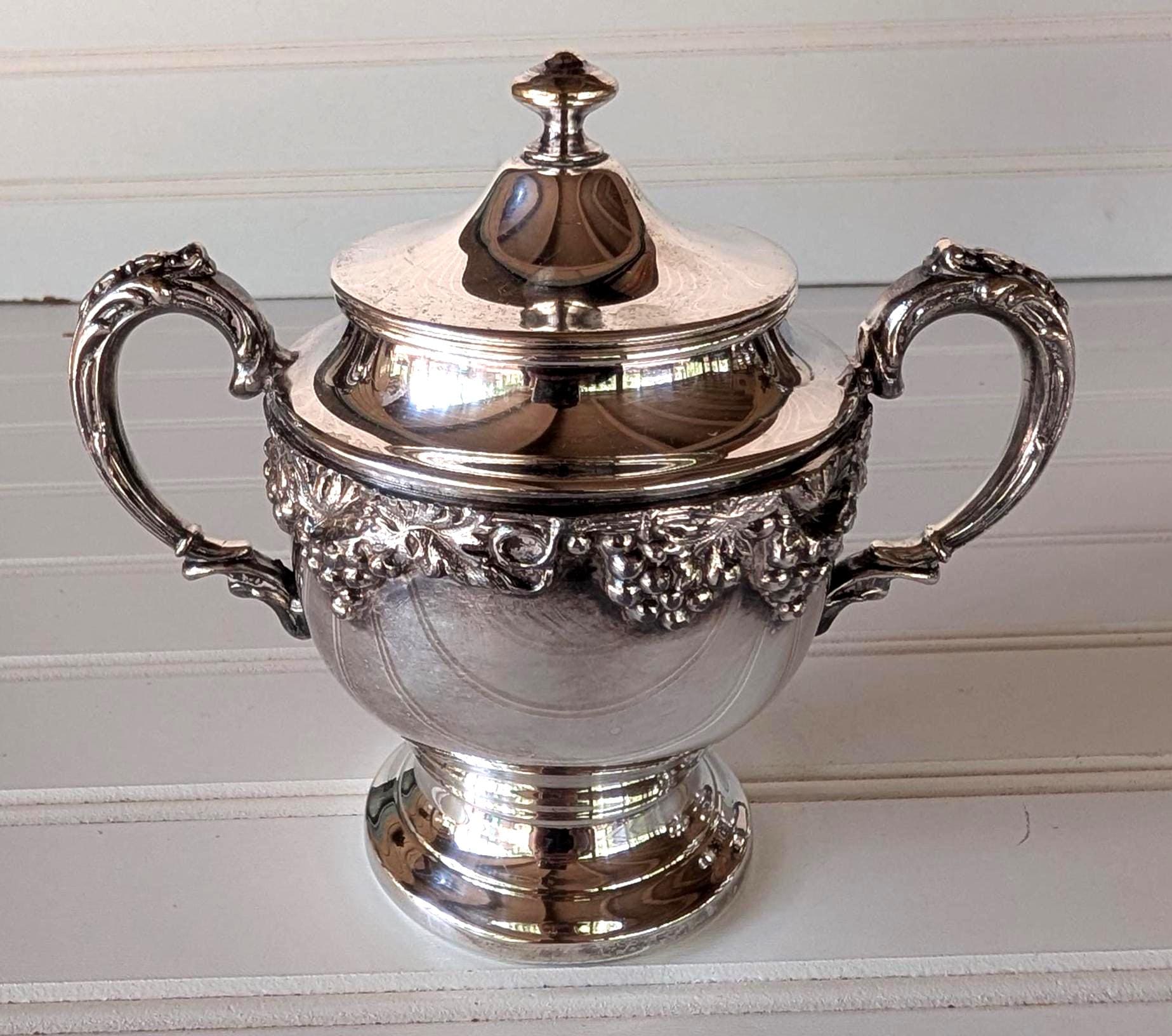 Vintage Sheridan Silver Co. Tea Set: Silver on Copper Grapevine