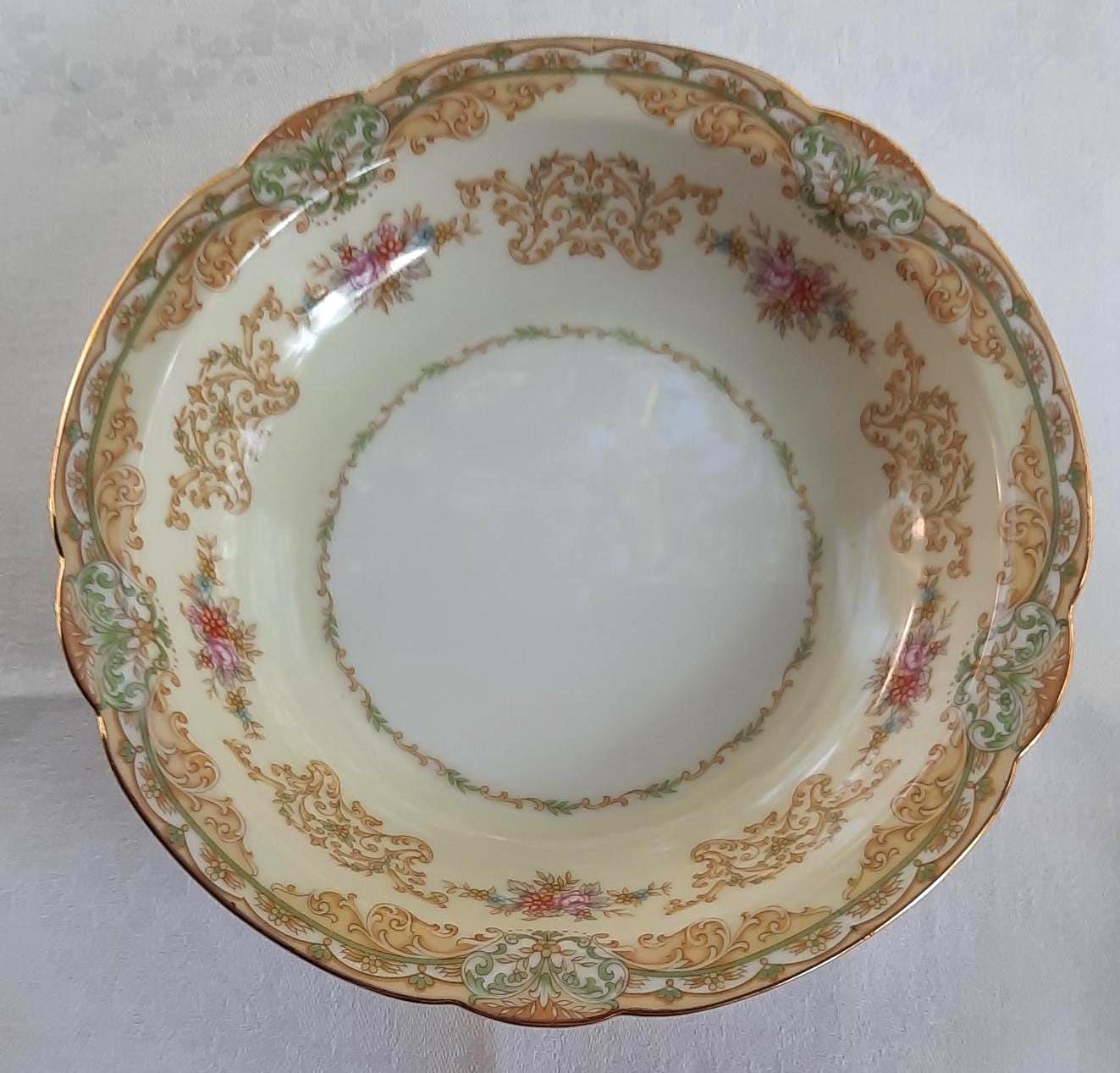 1930s Noritake China - Shelby Pattern #3623 - Green & Gold Floral