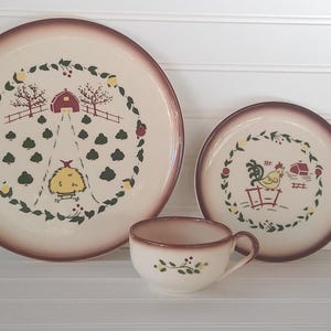 Vintage Brock of California Dishes,1950s Country Lane Set