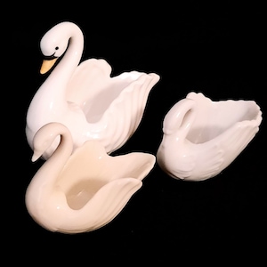 Trio of Porcelain Swan Ring Holders