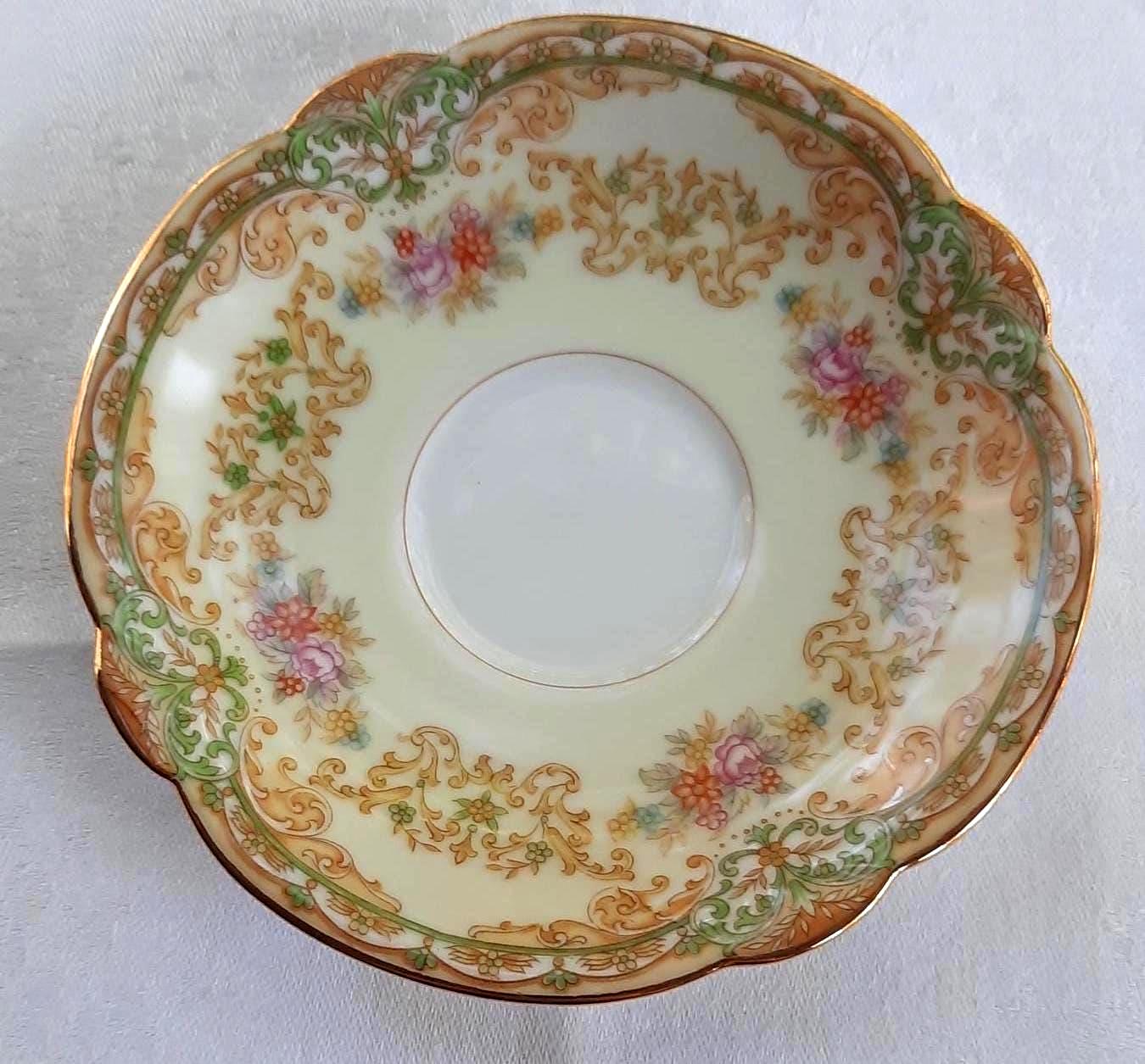 1930s Noritake China - Shelby Pattern #3623 - Green & Gold Floral