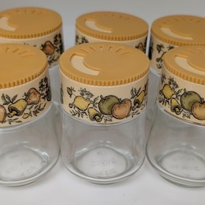 Vintage Gemco Spice of Life Spice Shaker Set,Gemco Glass Shakers,Glass Jars,Plastic Lids,Vintage Spice Jar,Vintage Kitchen