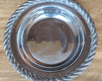 Vintage Pewter Serving Bowl: 12" Decorative Fruit Bowl