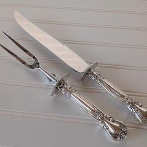 Vintage Two Piece Stainless Steel with Silverplate Handled Carving Set,Vintage Serving Utensils