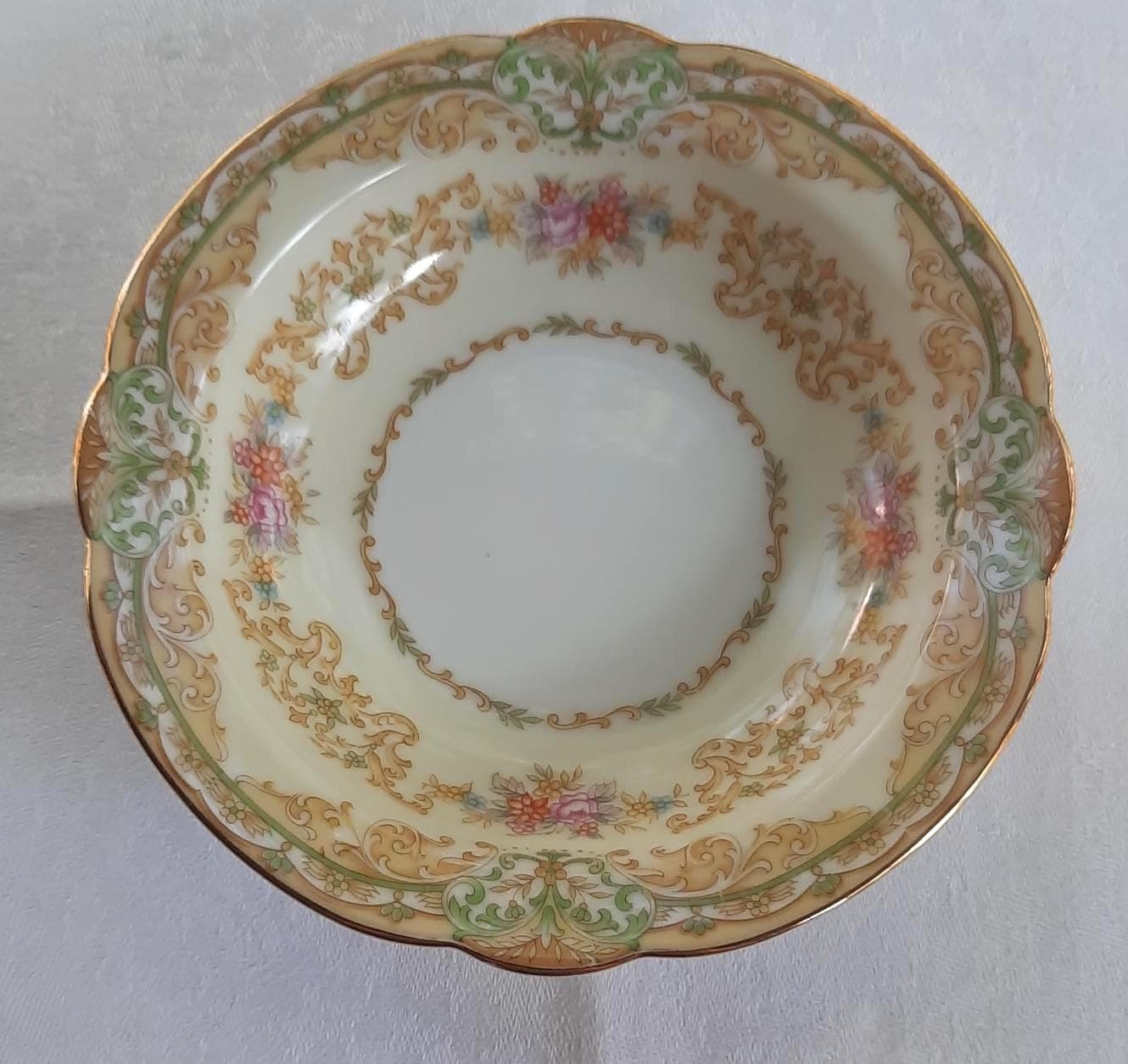 1930s Noritake China - Shelby Pattern #3623 - Green & Gold Floral