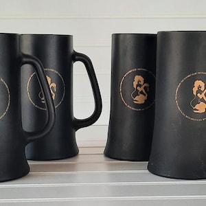 Set of 4 Vintage 1960’s Playboy Club Tall Black 16 Oz Mug&#39;s w/ Playmate Logo