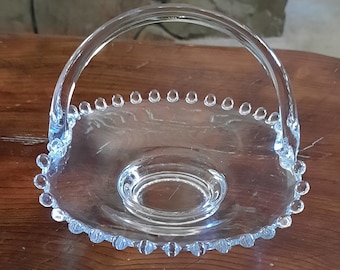 Vintage Candlewick 6 1/2" Basket Imperial Glass Ohio,Bon Bon Dish,Jewelry Holder
