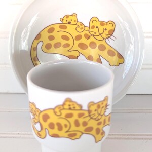 Vintage Arabia Finland Child's Set: Cheetah & Cub Cup and Bowl