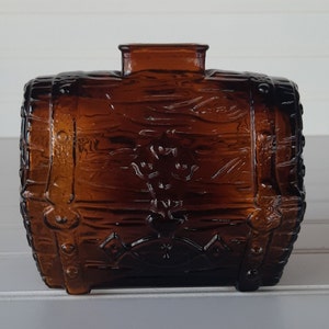 Vintage Brown Glass Treasure Chest Bank,Treasure Chest Bank,Collectible Treasure Chest Bank