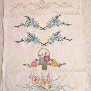 Vintage Hand Embroidered Pillow Case,Vintage Bedding,Farmhouse Decor