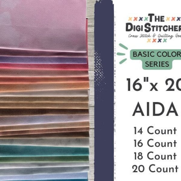 16" x 20" Aida 14, 16, 18 or 20 Count (Multiple Colors Available)
