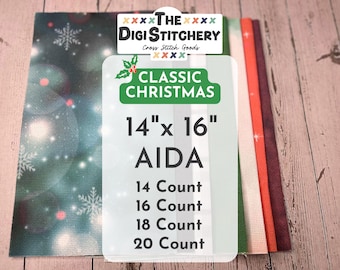 14&quot; x 16&quot; Classic Christmas Aida (14, 16, 18 and 20 Count)