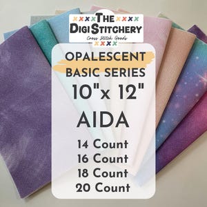 10" x12" Opalescent Aida 14, 16, 18 & 20 Count (Multiple Colors Available)