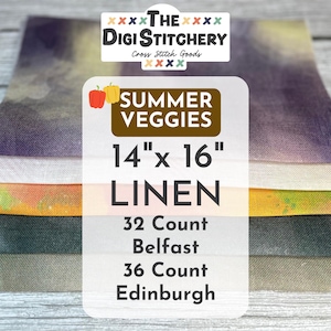 14&quot; x16&quot; Summer Veggies Linen 32 Count Belfast & 36 Count Edinburgh