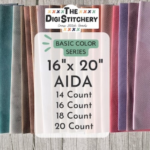 16" x 20" Aida 14, 16, 18 or 20 Count (Multiple Colors Available)