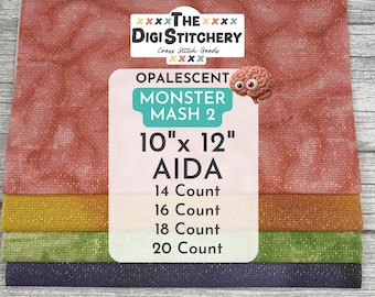 10" x 12" Monster Mash 2 Opalescent Aida (14, 16, 18 and 20 Count)