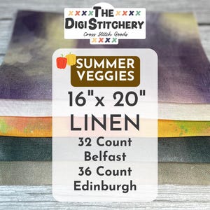 16&quot; x 20&quot; Summer Veggies Linen 32 Count Belfast & 36 Count Edinburgh