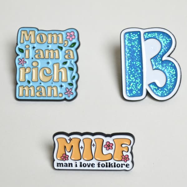 Taylor Swift Merchandise Broschen - Anstecker aus Emaille Pins - 13, Midnights Milf Folklore, Im a Man, Feminismus, The Eras Tour Kostüm