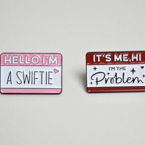Taylor Swift Brooches / Enamel Pin - Hello, I'm the Problem, it's me ! - Swiftie - The Ears Tour Merchandise pink red