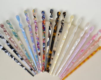 Acetate hairpins, many different colors, hair accessories, marble and mother-of-pearl, shimmering and colorful, hair jewelry, hair clips