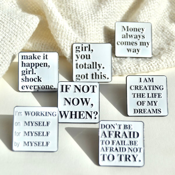 Brosche Pin Emaille Anstecker mit Motivationssprüchen - Girlspower - Frauenpower - Motivation Sprüche - Quotes zum Anstecken