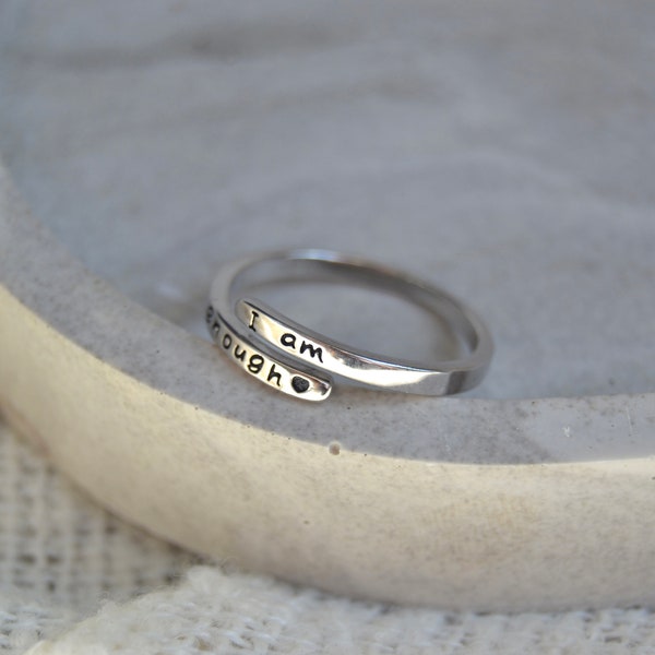 I am enough - Ring - echtes Silber, S925 Silber, Ich bin genug, Selbstliebe Ring