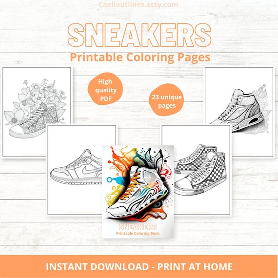 23 Paginas para colorear de zapatillas Imprimibles Paginas para colorear de zapatillas Descarga digital instantanea Etsy Espana