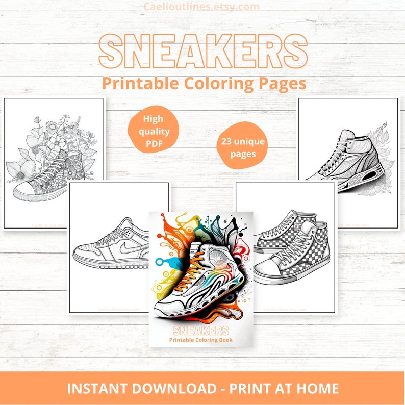 23 Sneaker Coloring Pages Printable Sneaker Colouring Pages Instant