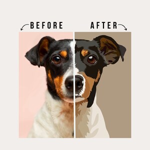 Cartoon huisdier portret | Digitale tekening & illustratie | Digitaal dierenportret | Portret huisdier hond aangepaste schilderij | Hond portret illustratie