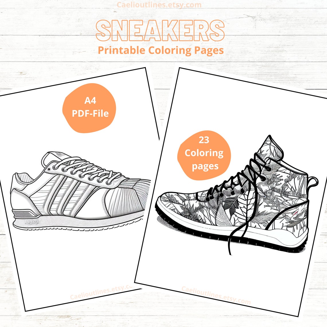 23 Sneaker Coloring Pages Printable Sneaker Colouring - Etsy