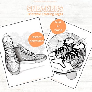 23 Sneaker Coloring Pages Printable Sneaker Colouring - Etsy