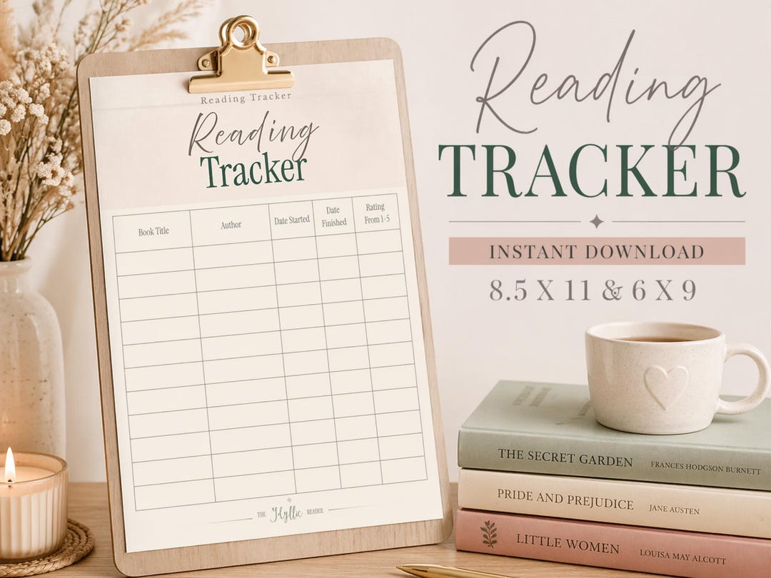 Reading Tracker Printable | Book Log PDF | Aesthetic Reading Journal ...