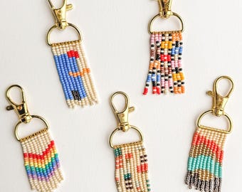 Boho Seed Bead Keychain: Tassel Purse Charm