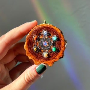 Metatrons Cube / Chakra Pinecone Pendant
