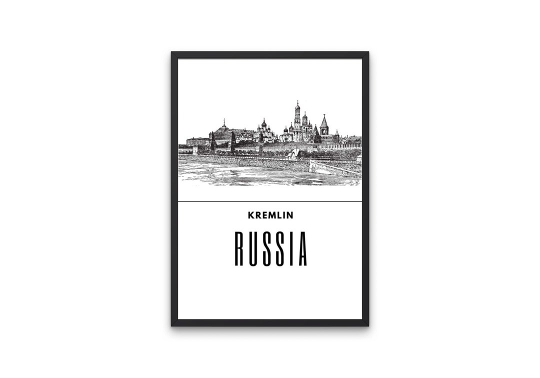 Russia Black and White Travel Poster Print Home Decor Landmark Poster