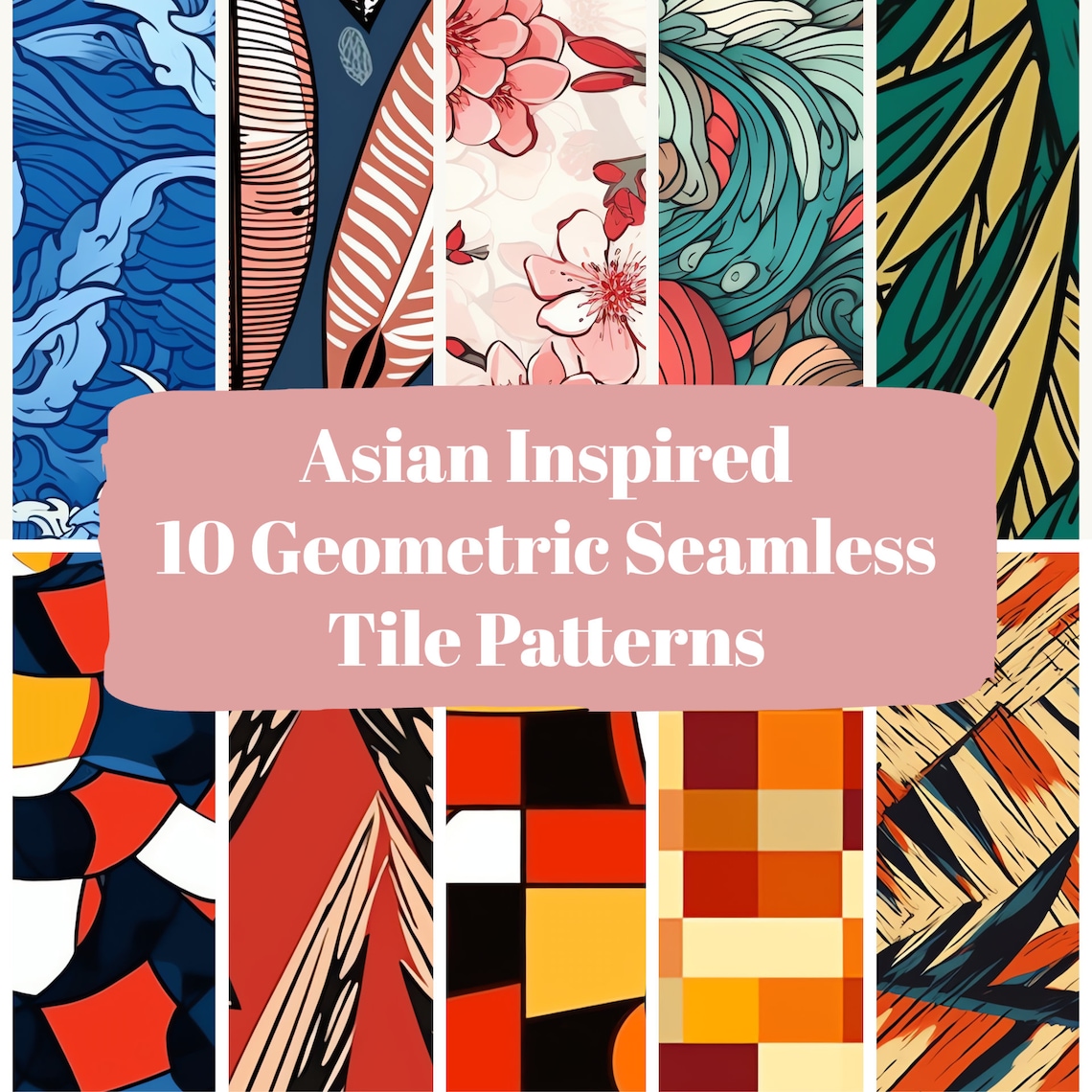 Asian-inspired Pattern Set - Digital Downloads for Customization - Etsy