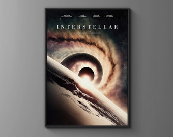 Interstellar Movie Poster - Black Hole Engulfing Galaxy Printable Home Decor - Available in 2 Versions