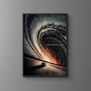 Interstellar Movie Poster - Black Hole Engulfing Galaxy Printable Home Decor - Available in 2 Versions - Personalized Gifts for Movie Lover