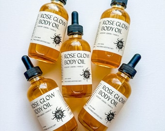 Organic Rose Glow Body Oil, Natural Skincare Serum