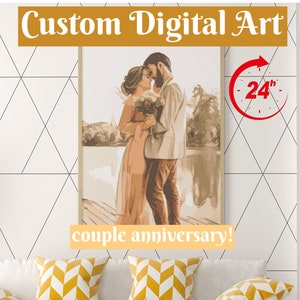 Custom Anniversary Painting, Digital Personalized art, Digital portraits
