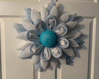 Snowflake Wreath. Great decoration thru and after  Christmas to have until summer! Glittery way to get through winter. Free shipping!