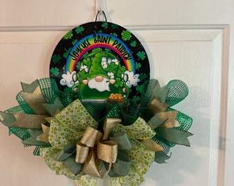 Saint Patrick’s day Wreath, Irish, Green Gnome! Joyous Saint Patrick! Kitchen décor, Front door, Inside or Outside décor, Free Shipping