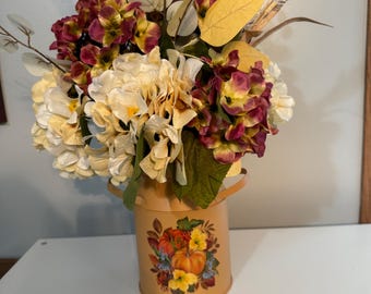 Fall Center piece! Great for table, manual or side table. beautiful fall foliage colors, Yellow  vase!  Great gift. Free shipping!