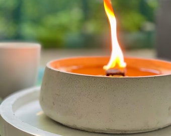 Concrete wax eater outdoor candle with permanent wick - ø 18 cm | Candle eater | Table fire | Wax fire | Permanent candle