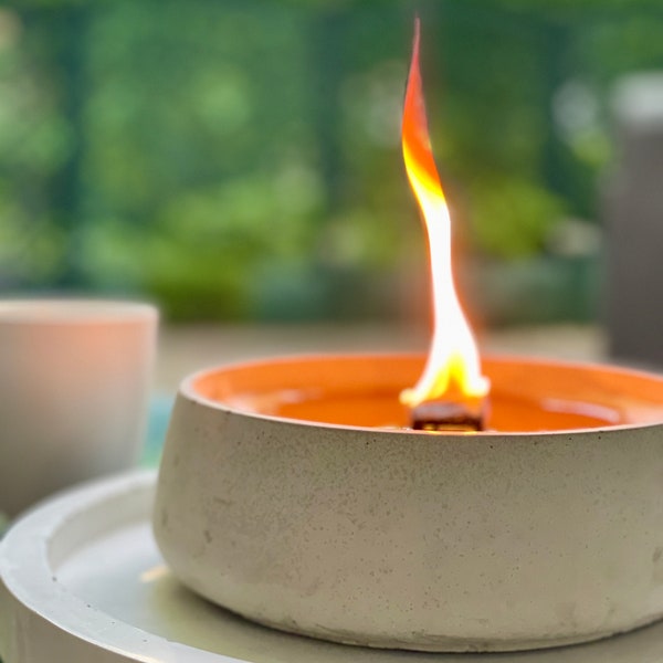 Beton Wachsfresser Outdoor Kerze mit Dauerdocht - ø 18 cm | Kerzenfresser | Tischfeuer | Wachsfeuer | Dauerkerze