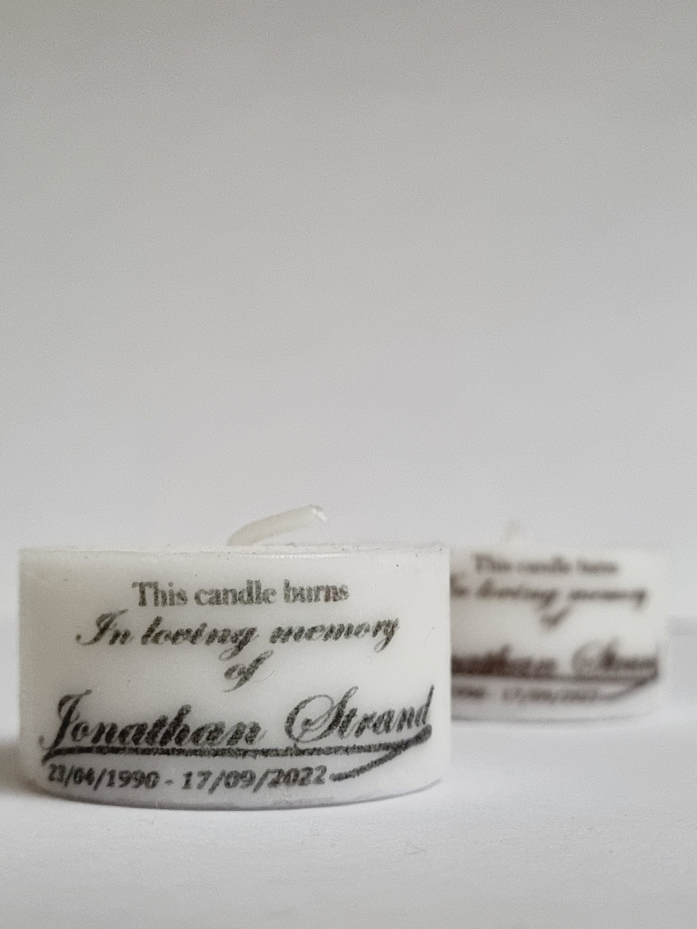 Memorial Tealight Candle Favours for Funerals, Wakes or Anniversary's